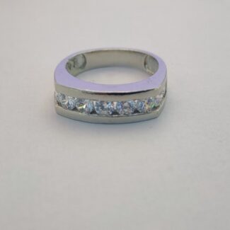 Refined Single-Row Stone Silver Ring