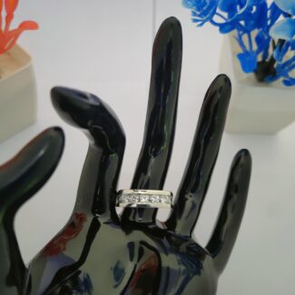 Refined Single-Row Stone Silver Ring