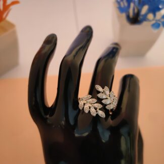 Floral Marquise-Cut Zircon Open Band Ring