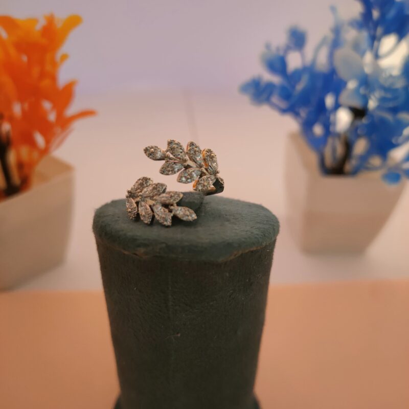 Floral Marquise-Cut Zircon Open Band Ring