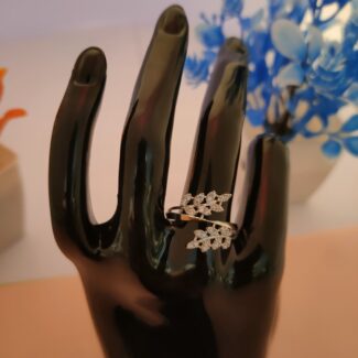 Floral Marquise Zircon Wrap-Style Silver Ring