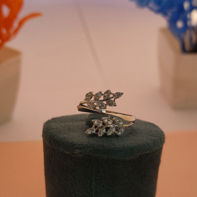 Floral Marquise Zircon Wrap-Style Silver Ring