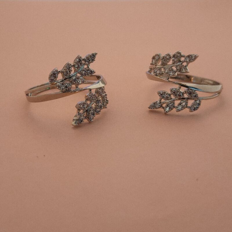 Floral Marquise Zircon Wrap-Style Silver Ring