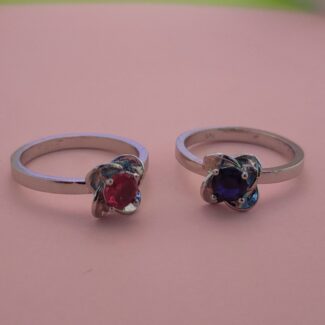 Floral Solitaire Gemstone Silver Ring