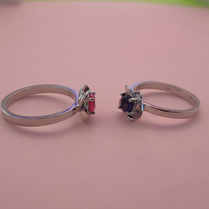 Floral Solitaire Gemstone Silver Ring