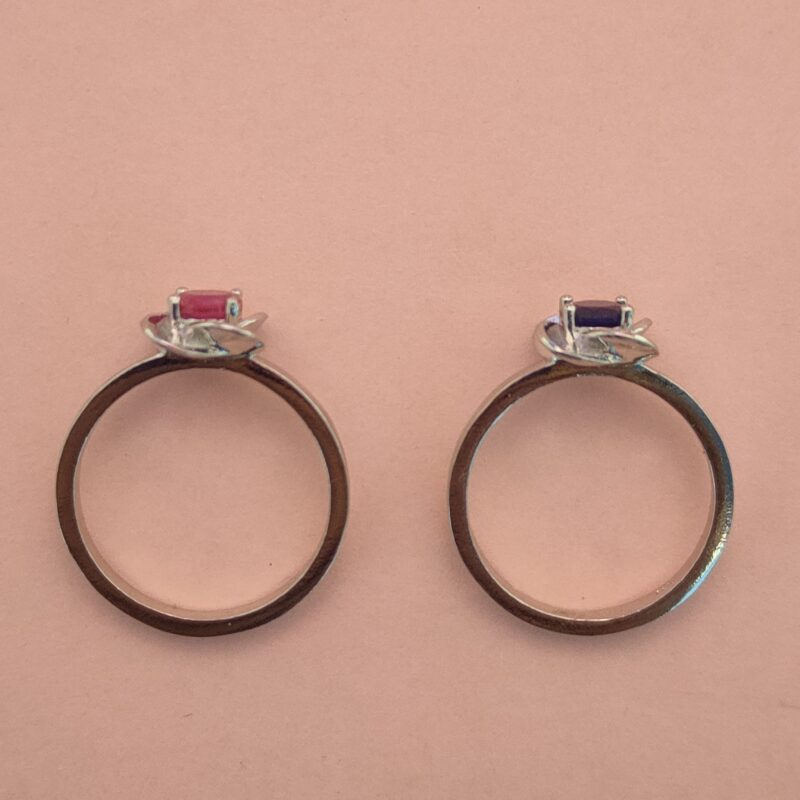 Floral Solitaire Gemstone Silver Ring