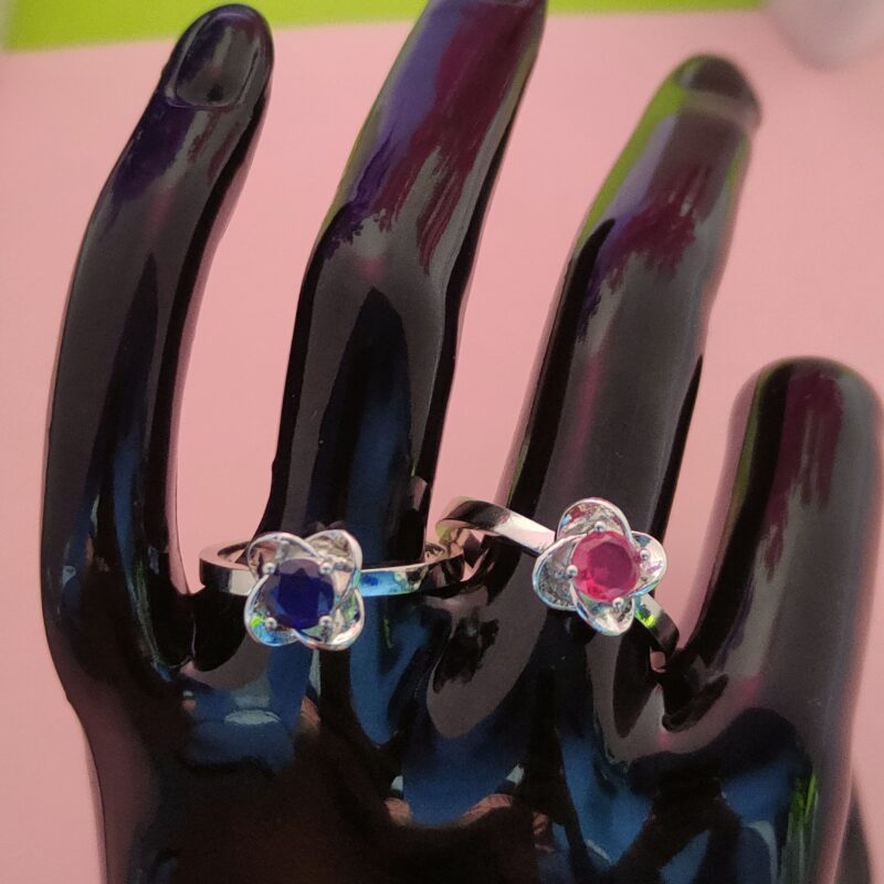 Floral Solitaire Gemstone Silver Ring