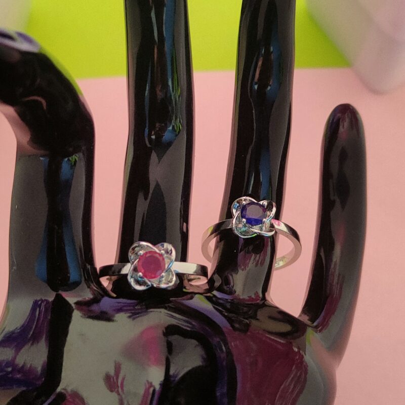 Floral Solitaire Gemstone Silver Ring