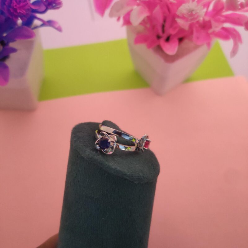 Floral Solitaire Gemstone Silver Ring
