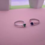 Minimal Round Solitaire Gemstone Silver Ring