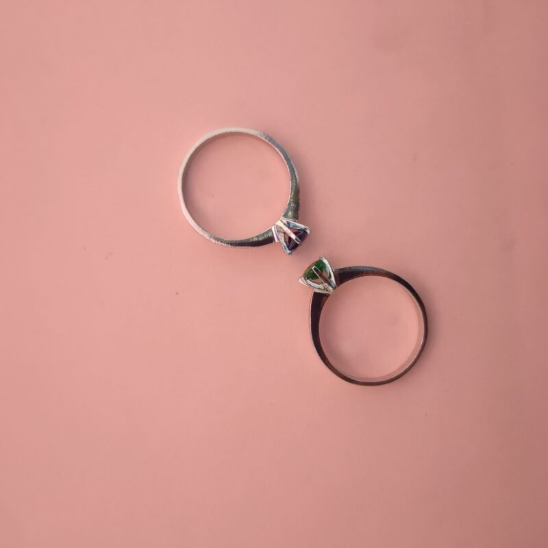 Minimal Round Solitaire Gemstone Silver Ring