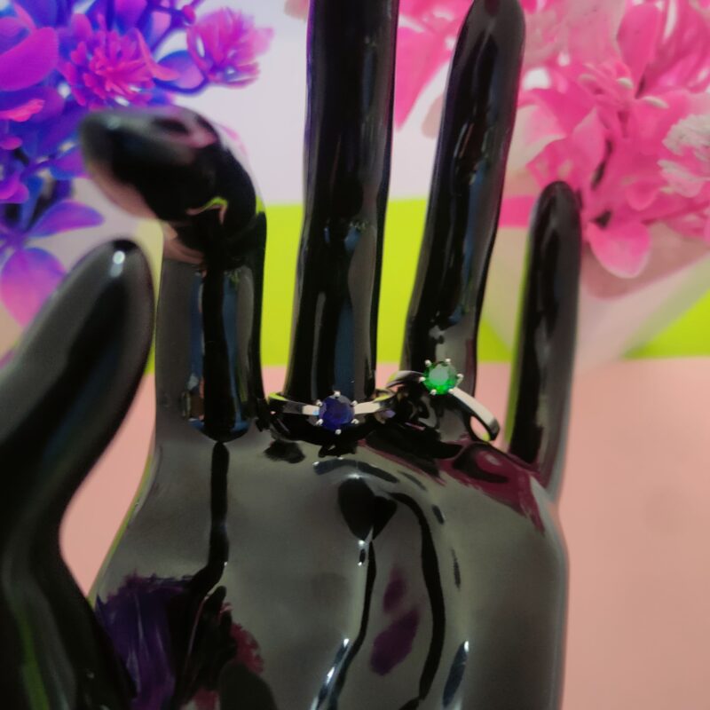 Minimal Round Solitaire Gemstone Silver Ring