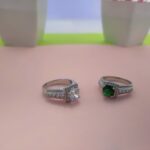 Round-Cut Halo Stone Statement Silver Ring