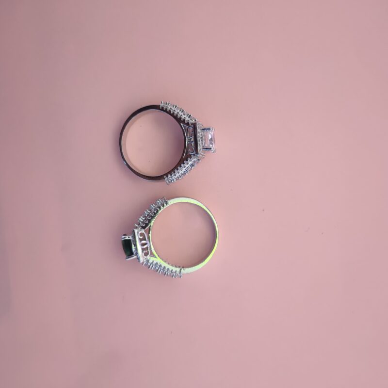 Round-Cut Halo Stone Statement Silver Ring