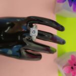 Round-Cut Halo Stone Statement Silver Ring