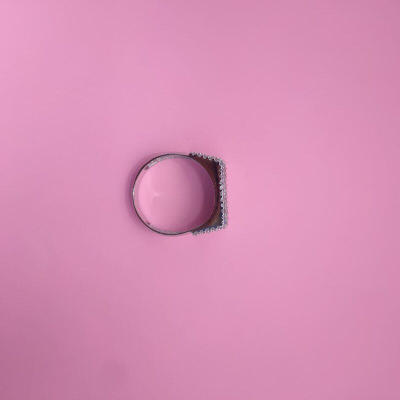 Pave Studded Wide Band Silver Ring