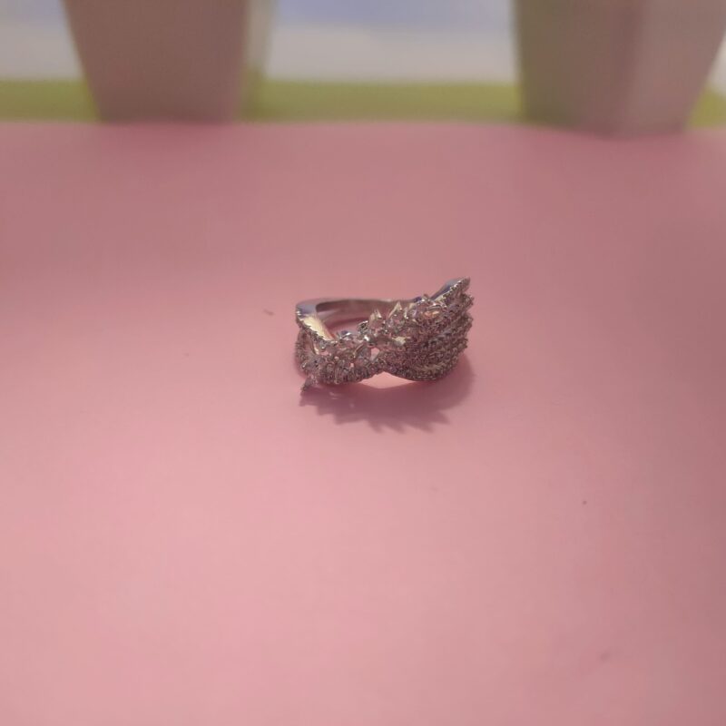 Multi-Layer Floral Zircon Statement Silver Ring