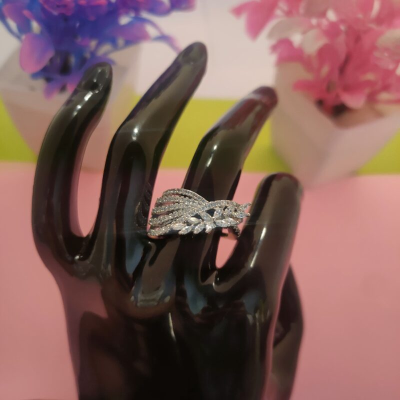 Multi-Layer Floral Zircon Statement Silver Ring