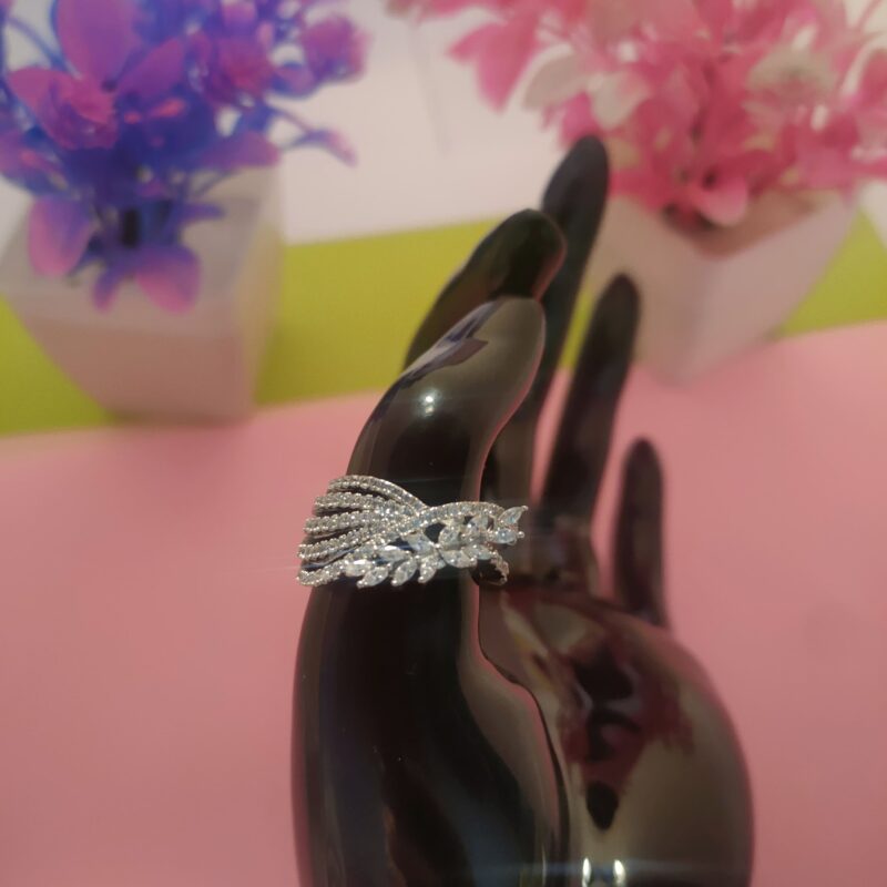 Multi-Layer Floral Zircon Statement Silver Ring