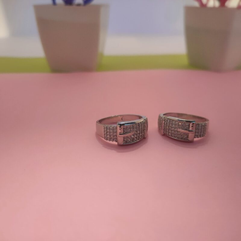 Structured Pave Buckle-Style Silver Ring