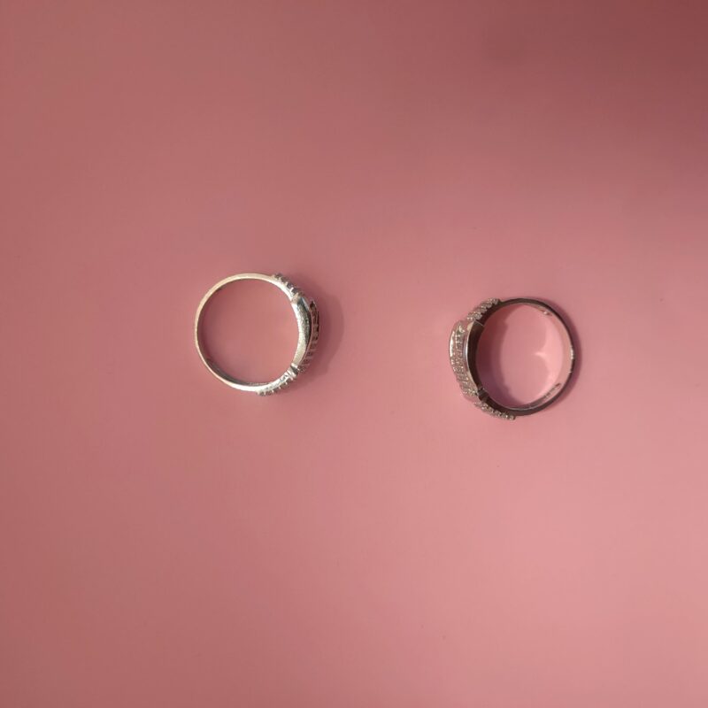 Structured Pave Buckle-Style Silver Ring