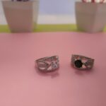 Halo Solitaire Pave Band Silver Ring