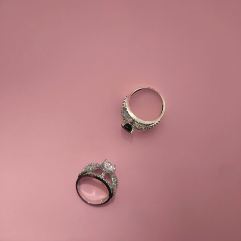 Halo Solitaire Pave Band Silver Ring