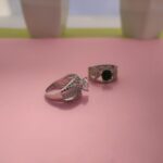 Halo Solitaire Pave Band Silver Ring