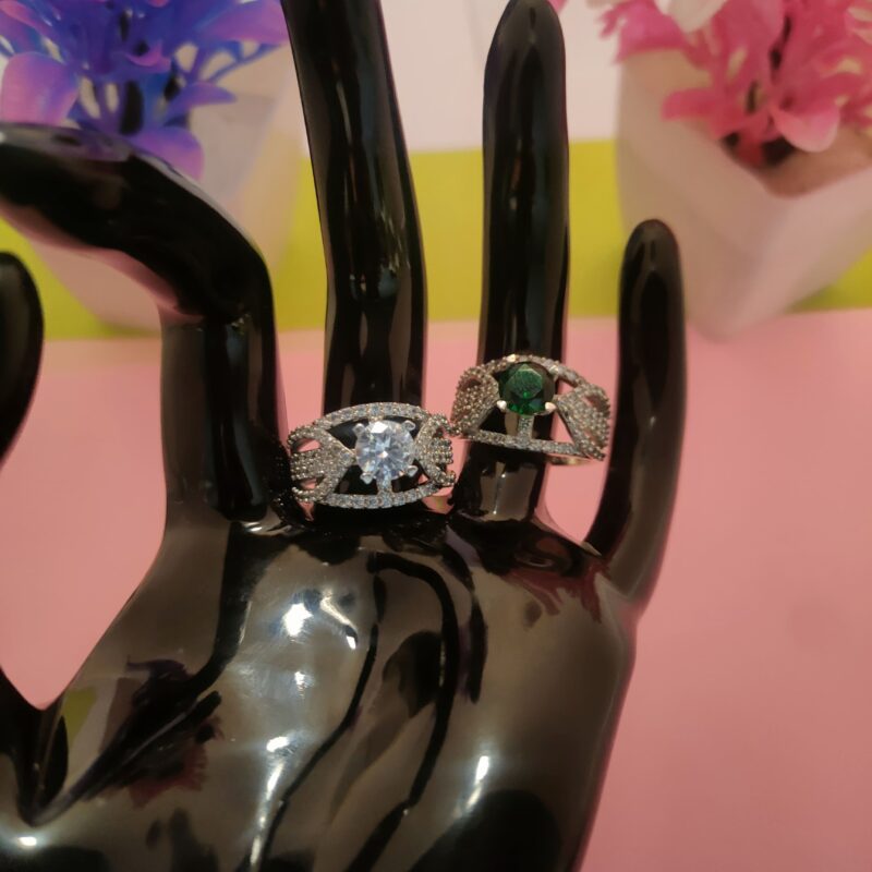 Halo Solitaire Pave Band Silver Ring