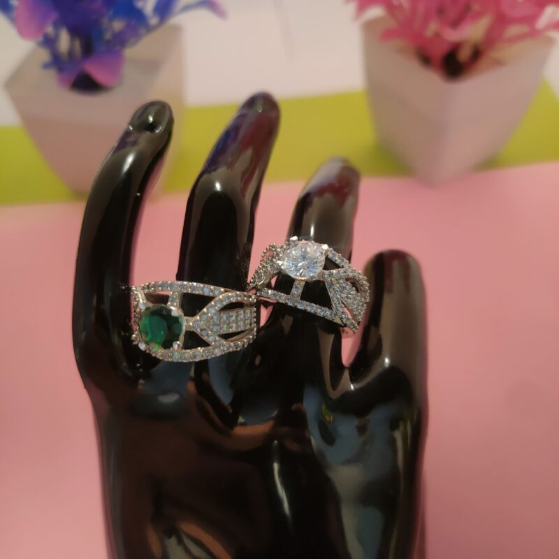 Halo Solitaire Pave Band Silver Ring