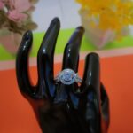 Halo Style Round Stone Silver Ring