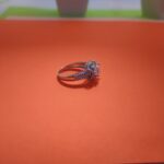 Halo Style Round Stone Silver Ring