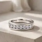 Refined silver ring with a single row of clear stones