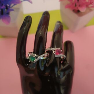 Elegant Crossover Round Silver Ring