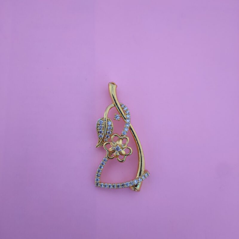 Floral curve 925 silver pendant with cubic zirconia