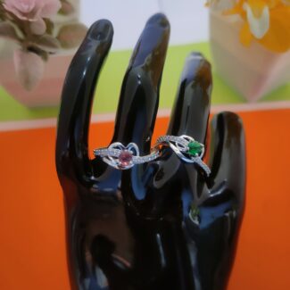 Round Stone Crossover Silver Ring