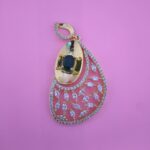 Teardrop 925 silver pendant with cubic zirconia stones