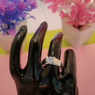 Classic Round Solitaire Silver Ring