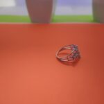 Marquise Cluster Leaf Design Silver Ring