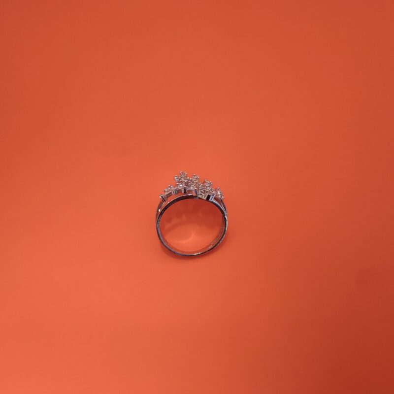 Marquise Cluster Leaf Design Silver Ring