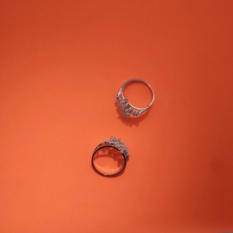 Marquise Cluster Leaf Design Silver Ring