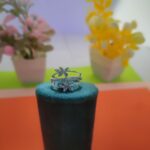 floral pave silver ring