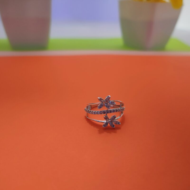 flower design silver ring