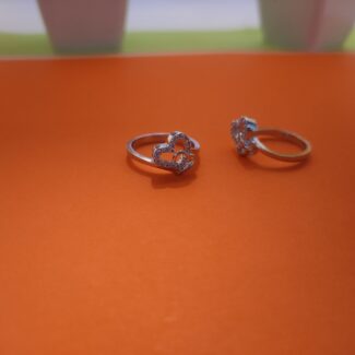 Pavé Heart Shaped Silver Ring