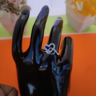 Pavé Heart Shaped Silver Ring