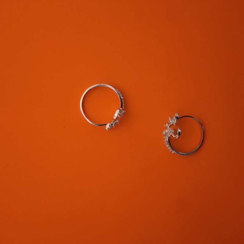 cubic zirconia leaf silver ring