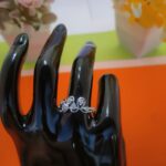 four teardrop pavé silver ring