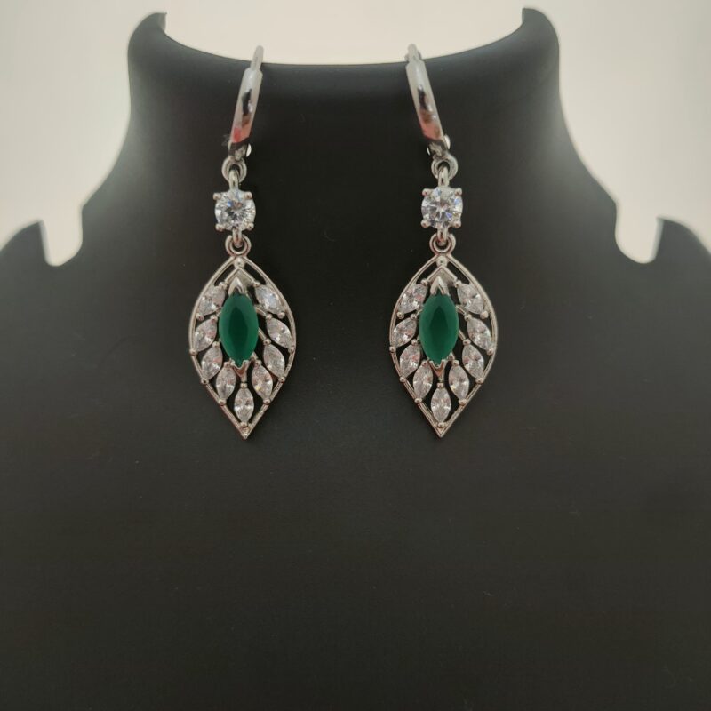 pave silver drop earrings