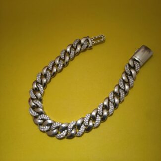 Bold Cuban link 925 silver bracelet for men with dual finish design