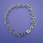 Heart link 925 sterling silver bracelet with cubic zirconia